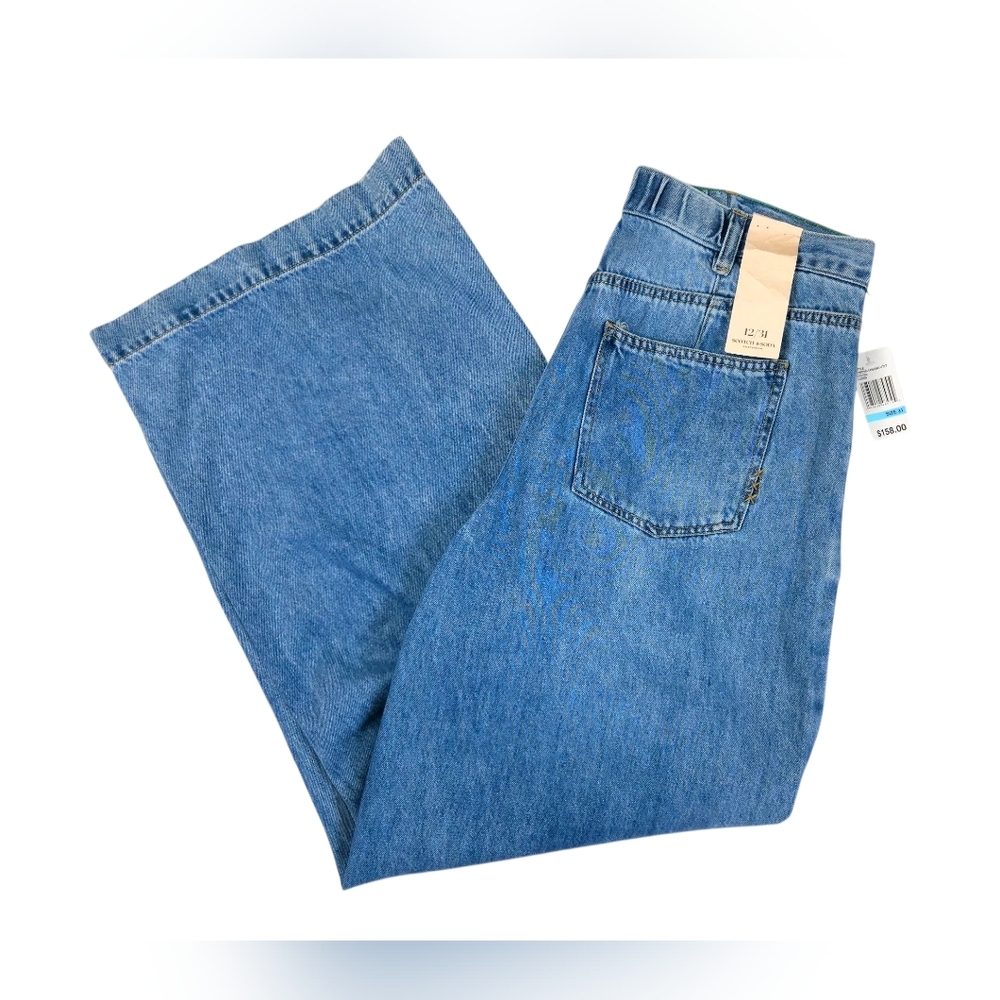 Scotch & Soda Amsterdam NWT 12/31 Flat Iron Wide Leg Relaxed Denim Jeans Women's